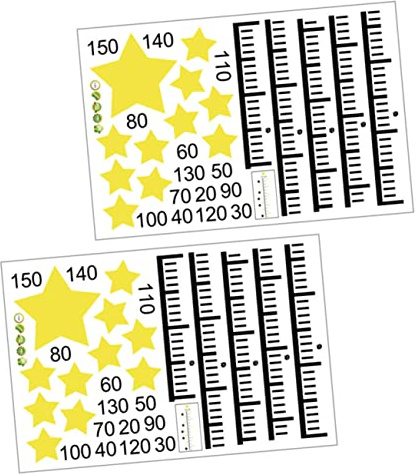 Selbstklebende Höhenaufkleber mit Sternenmotiv für Kinderzimmer Wand | 2 Bögen, Pvc Material, Vollfarbiges Motiv, Feine Bildqualität, für Babyzimmer und Kindergarten