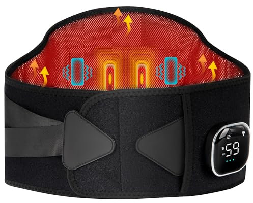 ALLJOY 152cm Heizkissen Wärmegürtel Rücken, Kabellos Heizgürtel Massagegerät mit 5 Massagemoden & 3 Wärmestufen, Rücken Heizkissen für Rücken Lenden mit Abschaltautomatik, Geschenke für Männer Frauen