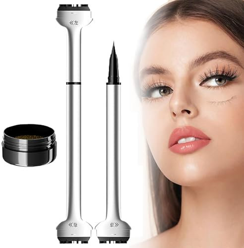 lomdung Wimpern Untere Stempel mit Tinte Und Eyeliner, 2 in 1 Lower Eyelash Stamp Set, Eyeliner-Stift, Wiederverwendbar Lower Lash Stamp, Wasserfest und Schweißfest, für Make Up Anfänger(Braun)