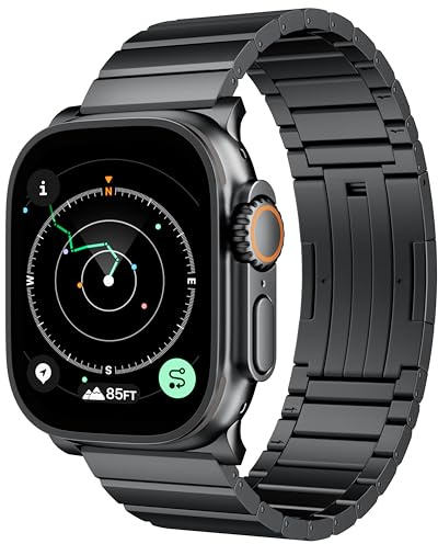 LULULOOK Correa de titanio para Apple Watch Ultra 3/2/Ultra,Pulsera Titanium 49mm,con DLC resistente a los arañazos y cierre plegable oculto,ajustable de 6mm Microlink correas de repuesto para iWatch