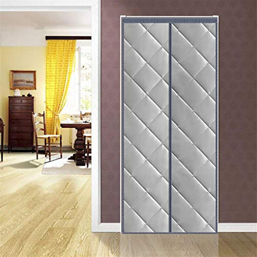Rideau magnétique thermique isolé pour porte de balcon et portes coulissantes, en coton, pliable, anti-tempête de neige, sans perçage, gris, 100 x 210 cm