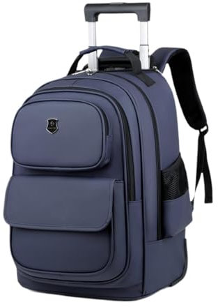 Ronyme Laptop Rucksack, Koffer mit Rollen, Oxford Stoff, Rollender Laptop Aktenkoffer, Trolley, Business Kabinentasche für Übernachtungen, Damen Und Herren, Blau