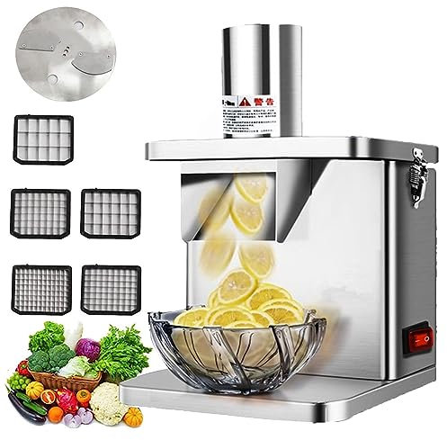 SXYKXYDL Picadora de Verduras eléctrica Comercial de 250 W, trituradora, cortadora automática de cebollas y Patatas, procesadora de Alimentos, cortadora de Frutas con Cuchillas de 6/8/9/12/15 mm.