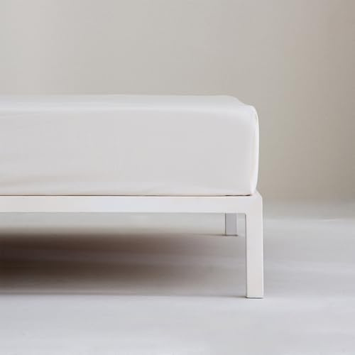 COTTON ARTean Sábana Bajera Ajustable 150 Percal 200 Hilos Noa Beige
