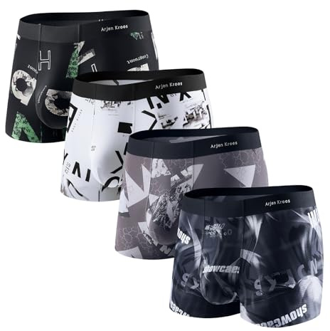 Arjen Kroos Boxershorts för män, 4-pack, boxerkalsonger, kalsonger, hipster, underkläder, trunks retroshorts, Multi-3, S