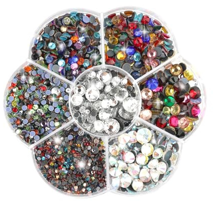 3000PCS Hotfix Strasssteine, Glitzersteine für Textilien 7 Größen 2mm-8.6mm | Kristallsteine zum Basteln Kleben, Rhinestones für Nagel Kunst Kleidung DIY Handwerk, Mischfarbe
