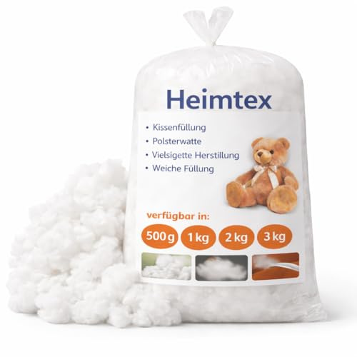 HEIMTEX Füllwatte 500g -100% Polyesterfasern Füllmaterial - Öko-TEX Standard Füllwatte, Perfekt für Kissenfüllung, Füllmaterial, Spielzeugfüllung, Polsterung & DIY Projekte