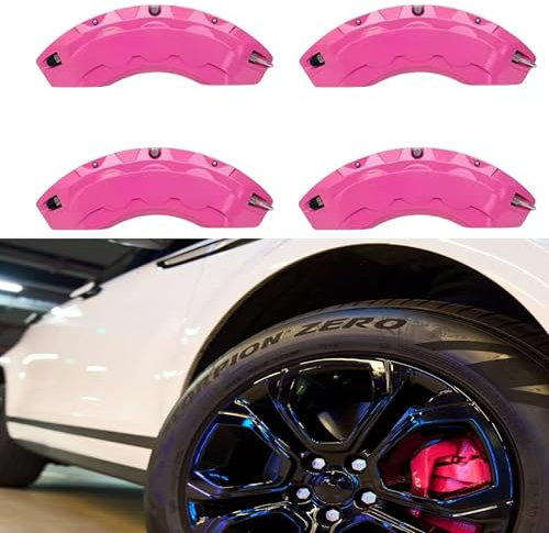 4pcs Car Wheel Brake Caliper Cover Stickers For BMW 3 Series GT F34 2013-2020, Aluminum Brake Pads 3d Style Front Rear Exterior Body Kit With logo pattern,E Rose Pink