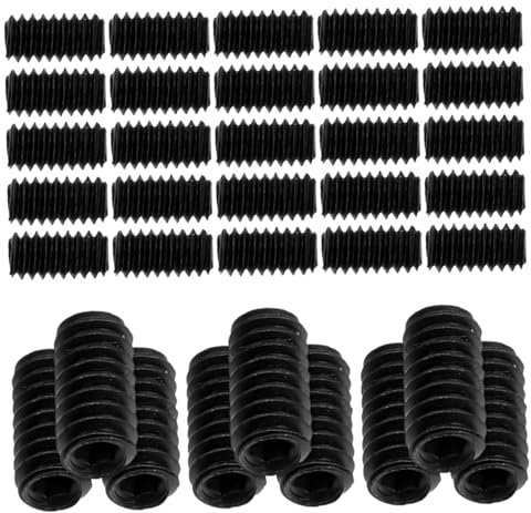 Ciieeo 50pcs M2x4 Flat Point Allen Drive Set Metric Socket Grub Screws Black Hex Socket Head Set Screws for Door Handles and Light Fixture Hardware Repair