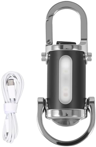 Mini Taschenlampe Schlüsselanhänger 1200 LM Mini Taschenlampe Led Aufladbar mit 7 Helligkeitsmodi Wasserdichte Taschenlampe Klein für Haushalt Notfäll Auto Outdoor Reisen Camping (Schwarz und Silber)