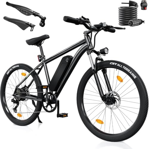 Finbike Electric Bike Adults, 26inch Electric Mountain Bicycle with Removable Battery, 60/80 KM Max Range, 5 Speed Levels & 7-Speed Derailleur, LCD Display, E-Bike for Adults, M10/M10S/EB3