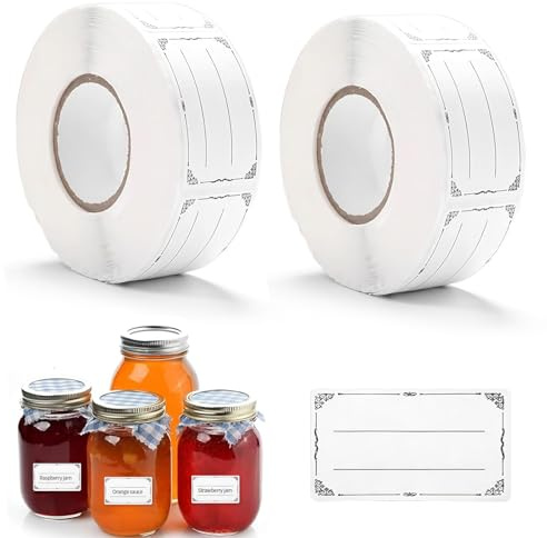 2 Rolle Gefrieretiketten, 1200 Stück Etiketten Selbstklebend Aufkleber zum Beschriften Klebeetiketten Flaschenetiketten Marmeladengläser (5 x 3 cm)
