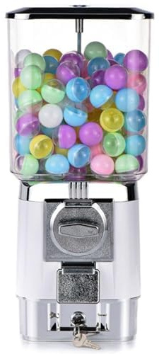 Gumball Machine para niños, máquinas expendedoras de dulces con 200 bolas vacías y 100 tokens de acero inoxidable, máquina de chicle operada por monedas para tiendas de juegos grey