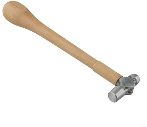Oniissy Jewelry Making Hammer with Wooden Handle for Silversmith Goldsmith Jewelers Planishing Round Head Metal Tool for Carving Engraving Gold Silver Work(A)