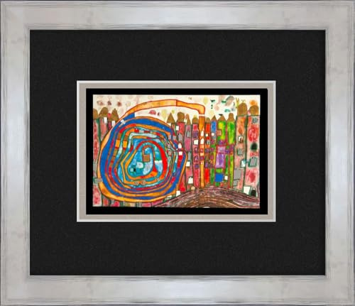 artissimo Bild gerahmt 30x35 cm Friedensreich Hundertwasser „Who has eaten all my windows“ AG5716 – hochwertiger Kunstdruck mit Rahmen, kleines Wandbild für Bilderwand, Büro & Praxis