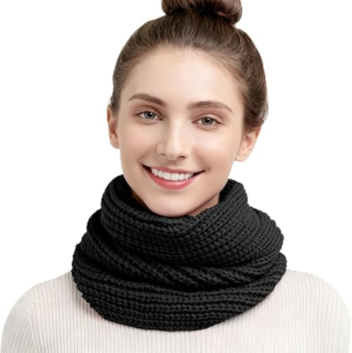 FUIPVGI Scarf Thermal, Scarf Loop for Women Lightweight, Winter Neck Warmer Snood for Women Thermal Snoods Unisex, Circle Neck Gaiter for Cycling Motorcycle Ski Sports (Black)