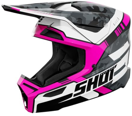 Shot Race Gear Furious Motocross Helm ECE 22.06 Zertifiziert - Cross Helm mit SRS verstärkte Schale - 16 Belüftungslöcher für EIN effektives Belüftungssystem - Abnehmbare Polsterung, waschbar