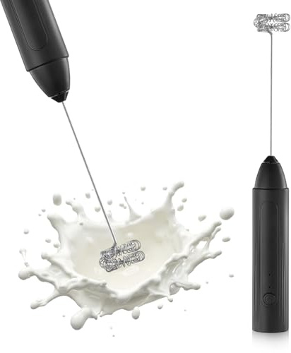 Varilla espumador de leche, batidora manual, potente motor, tres niveles de velocidad, adecuado para espumar leche, café, huevo y mucho más