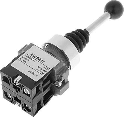 Badafaci XD2 PA22CR 2 Position Momentary Joystick Switch, 2NO Spring Return with Water Oil Dust Resistant Cover for Industrial Control AC 50Hz DC Circuits