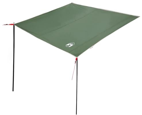 SDWEHBJ Tarp Wasserdicht Grün 240 x 300 cm Polyester mit PU-Beschichtung 2,15 kg für Camping und Wandern, inkl. Stangen, Abspannseile, Heringe und Tragetasche