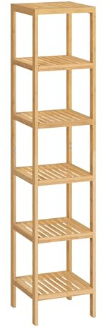 SONGMICS Étagère de Salle de Bain à 6 Niveaux en Bambou, Étagère de Rangement, Multifonctionnelle, Étagère d'angle, pour Cuisine, Salon, Chambre, Couloir, Beige Natural BCB056YL01
