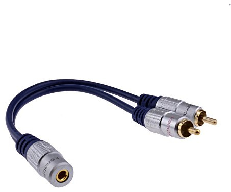 kenable Pur Plaqués Or 3,5 mm Stéréo Jack Femelle Vers 2 Cinch RCA Fiches adaptateur câble [Male Phono]