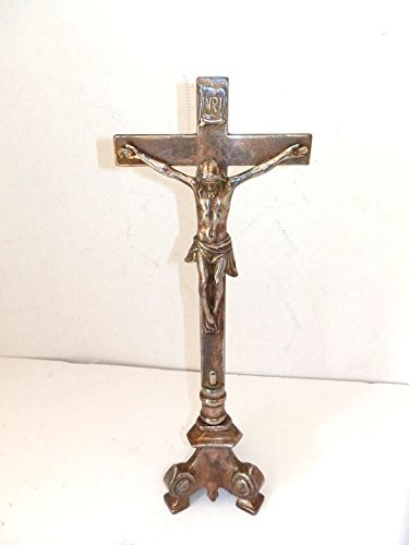 Arterameeisen Kruzifix aus Messing brüniert Tisch mit Basis für Altar Kirche Empire 45 cm