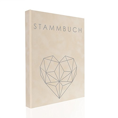 Hochzeitideal – Stammbuch der Familie Serie Geometric Creme Velours DIN A5 - Buchbinderleinen Stammbuch Hochzeit - Familienbuch Standesamt mit 4-Fach Ringmechanik 3 Klarsichthüllen