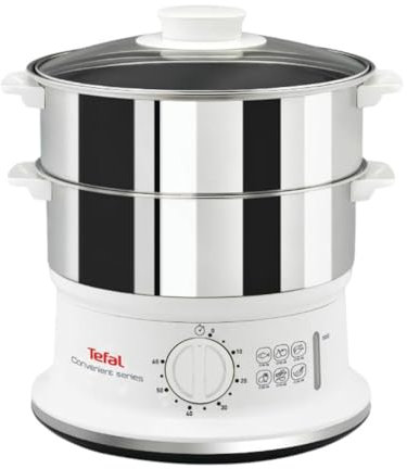 Tefal VC145140 Convenient Series Steamer, 2 Durable Stainless Steel Bowls, Silver, COS2530738