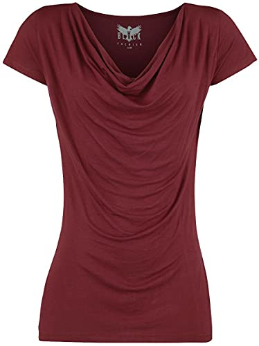 Black Premium by EMP Damen rotes Basic T-Shirt mit Wasserfall-Auschnitt XXL