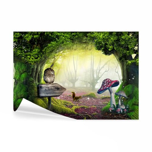 decomonkey Fototapete Kinderzimmer, 350x256 cm, XL, Wald Tiere Fabel Baum | Vlies, Schlafzimmer, Wohnzimmer, Tapete, Fototapeten, Tapeten, Vliestapete, Wandtapete, moderne, Wandbild, Wand