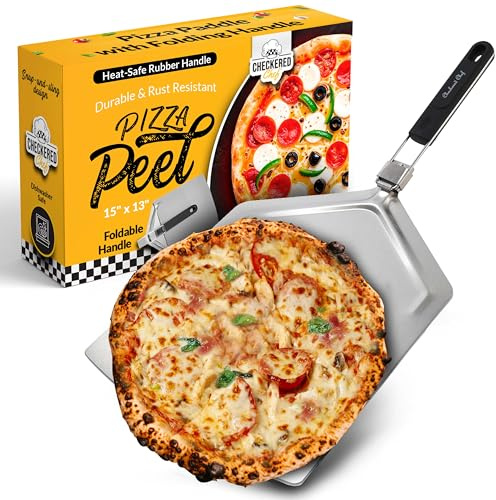 Checkered Chef Pizza Peel, Foldable Design, 13 Inch x 15 Inch
