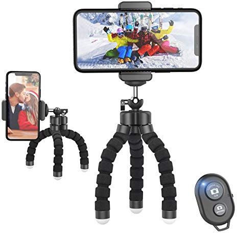 JUMKEET Phone Tripod, Mini Portable Tripod with Bluetooth Control, Flexible Octopus Style Camera Mount Desk Travel Outdoor Compatible with iPhone & Android Phones, Cameras, GoPro