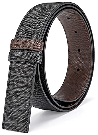 Vatee's Wendegürtel aus echtem Leder ohne Schnalle für Männer Ersatzgurtriemen 34mm breit 125cm lang Braun & Schwarz