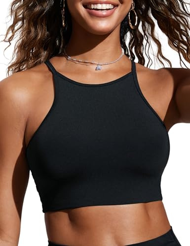 CRZ YOGA Costume da Bagno Imbottito con Collo Alto da Donna con Scollo all'Americana Nero 44