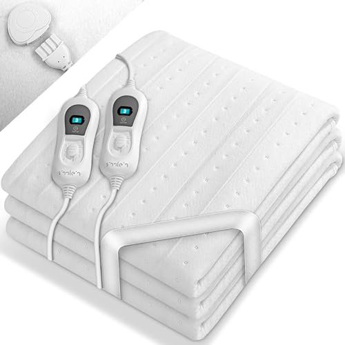 sinnlein Doppel-Wärmeunterbett 160x140cm mit Abschaltautomatik und 2 Temperaturzonen | Heizdecke mit 3 Temperaturstufen | Wärmebettunterlage fürs Bett | Wärmedecke aus weichem Vlies