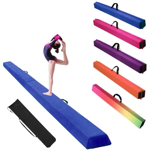 Alondy Ginnastica Trave di Equilibrio Pieghevole Trave di Equilibrio Equilibrio Attrezzature per Il Fitness per Bambini Allenamento Ginnastica Esercizio (275 cm, Blu)