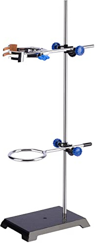 Labasics Laborständer und Klammer-Set, Laborständer mit Stange (Länge 56,9 cm), 4-Zacken-Bürettenklammer, Retortenring und 2 Aufsatzköpfe, für Chemie- und Physiklabor