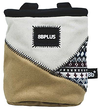8BPLUS PROBAG - Kreidebeutel zum Klettern & Bouldern - Gürtel, Karabiner und Geschenkbox inklusive - Breite Öffnung - Bürstenhalter für Links- & Rechtshänder (Sand)