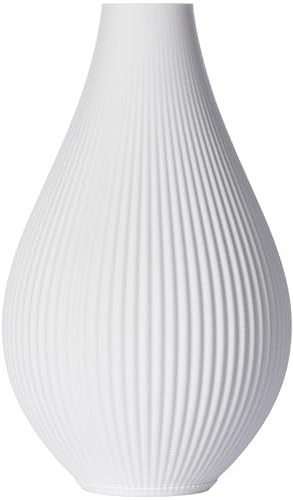 3D Vase Blumenvase/Dekovase Susann 17 cm für Schnitt-/ Trockenblumen | nachhaltig | wasserdicht (Weiß)