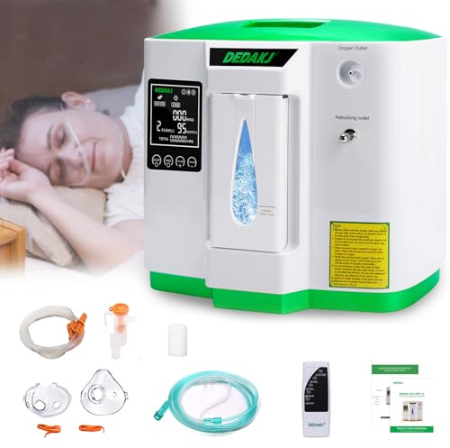 DEDAKJ Concentratore di Ossigeno, Regolabile Telecomando Atomizzabile Flusso Generatore 2-9L / min 93% Elevata Purezza Portatile Certificato CE Casa e Viaggi