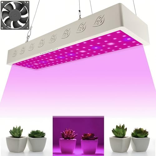 Bufccy 1000W LED Grow Light with Fan, 100 PCS LED [Energy Class A] | Energy Saving Timable Full Spectrum Plant Light, Grow Light Panel Promote Plant Germination, Flowering, Fruiting