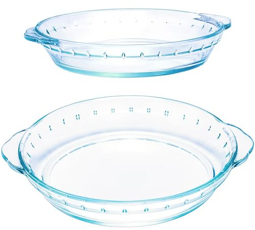 RONDURE Kuchenformen-Set aus Glas, 20,3 cm und 25,4 cm, 2 Stück, Kuchenformen, Bräter, perfekt für Backergebnisse im Ofen, einfach zu greifende Kuchenplatten für Apfelkuchen, Quiche und Käsekuchen