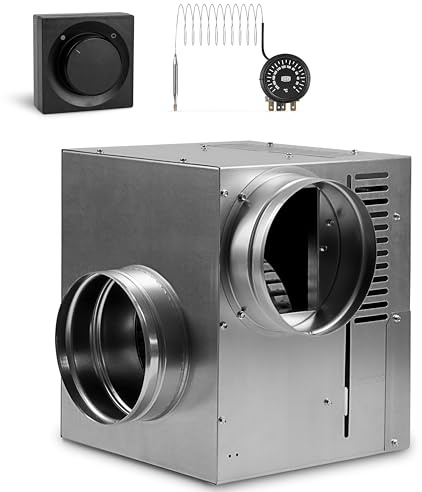 SYSTERM Ventilateur de cheminée AN1 gen II 125 mm 490 m3/h - Ventilateur à air chaud avec thermostat et régulateur de vitesse mural (AN1 gen II, noir)