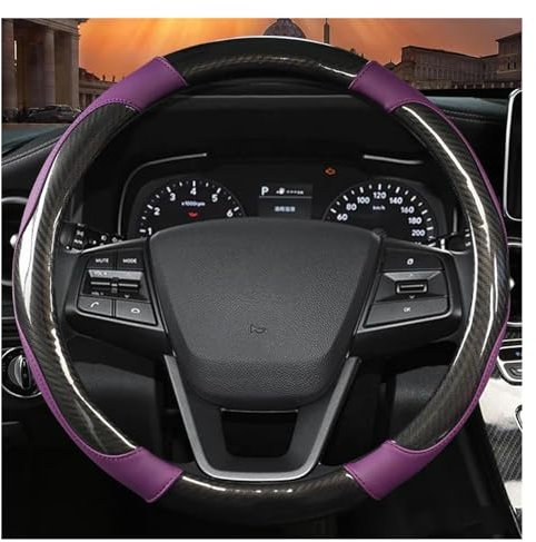 Lenkradabdeckung 38CM Leder Auto Lenkrad Abdeckung Auto Innen Zubehör Für Hyundai Für Santa Für Cruz Für Santa Fe 2022 Rutschfester Lenkradbezug (Farbe : Lila)