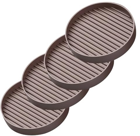 Glarks Brown 4Pcs 3 x 3in Round Shape Non Slip Furniture Pads Rubber Anti Skid Caster Cups, Leg Coasters Couch, Chair, Feet, and Bed Stoppers Anti-Sliding Floor Protectors for Furniture