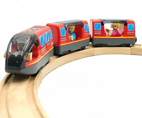 Zuoan Batteriebetriebener Zug für Holzeisenbahngleis-Set Spielzeug Hochgeschwindigkeit für Kleinkinder 3 4 5 Jahre alte Jungen Kinder Magnetische Kupplungen