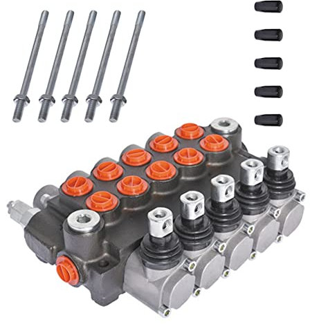 WYZSXX 5-Spulen-Hydraulikventil, hydraulisch, 11 gpm, 3625 psi, SAE-Anschlüsse, Wegeventil, doppeltwirkendes Ventil für Kleintraktoren, Traktoren, Lader, Holzspalter