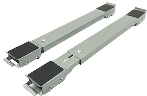 Base para lavadora con ruedas, carrito de lavadora con ruedas, carro para muebles con ruedas, acero - profundidad ajustable de 40 cm a 75 cm, 2 rollos por lado, capacidad de carga 300 kg, gris