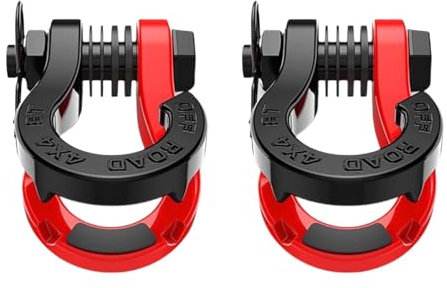 Ronyme 2-teiliges D-Schäkel-Unterlegscheiben-Set, 3/4 Zoll, robustes Abschleppzubehör, Schäkelisolator für die Fahrzeugbergung, Winde, ROT